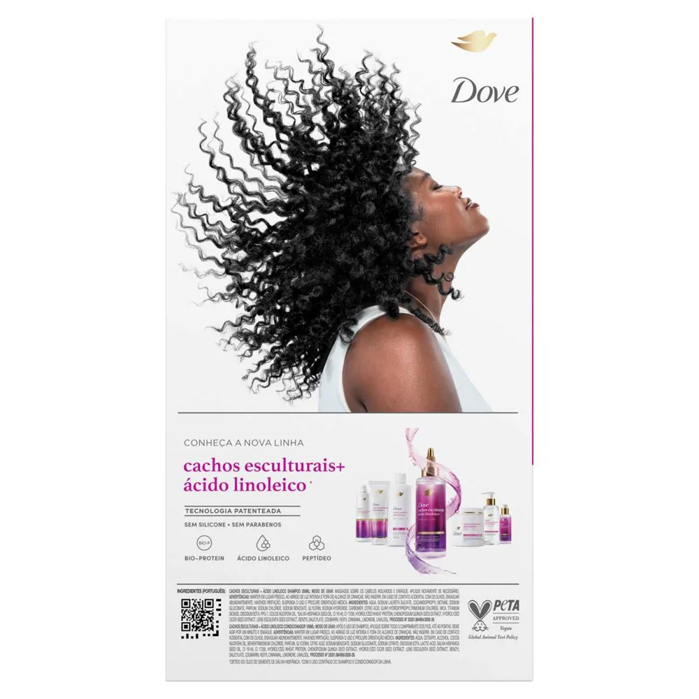 Kit Dove Shampoo Cachos Esculturais + Ácido Linoleico 350ml + Condicionador Cachos Esculturais + Ácido Linoleico 150ml