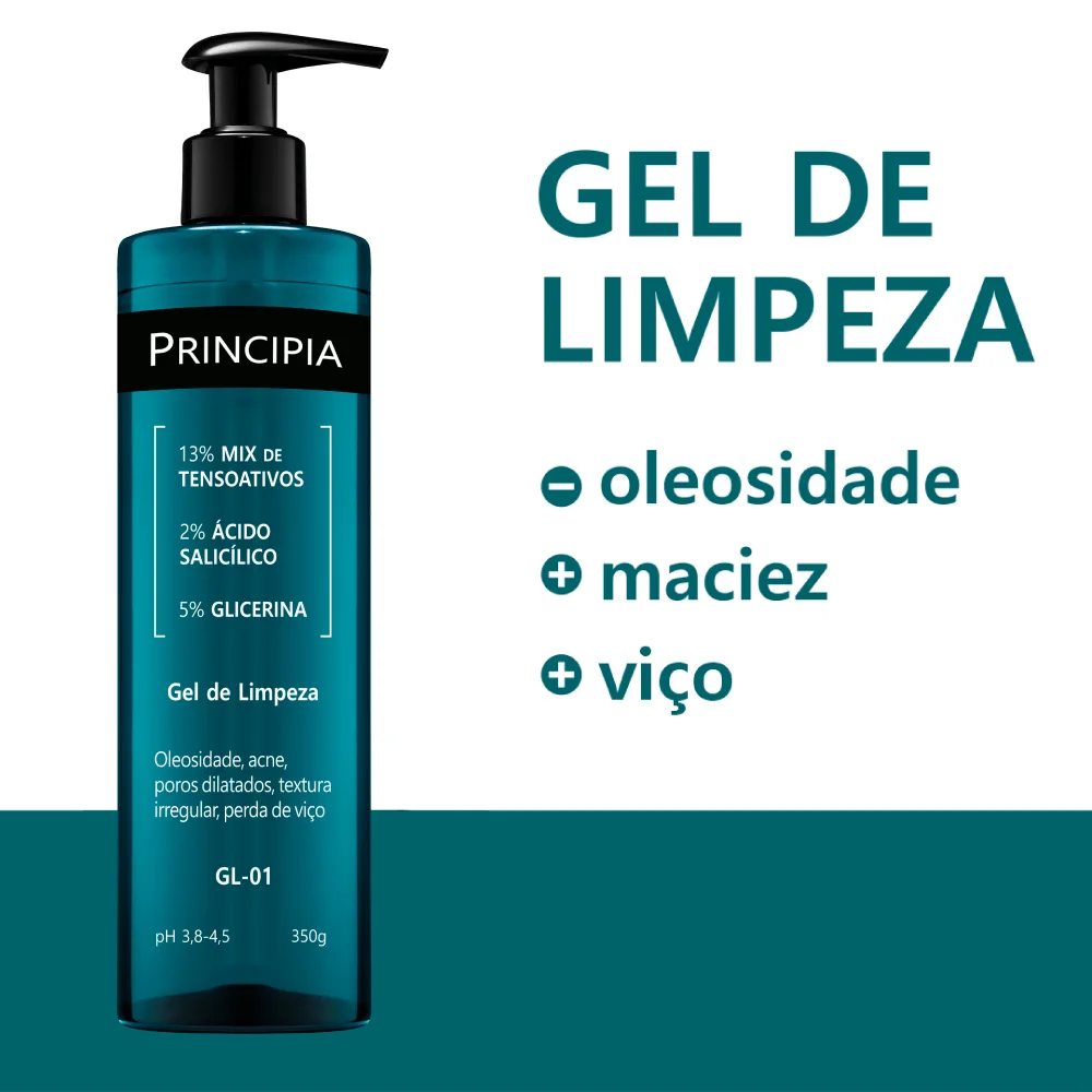 Gel de Limpeza Facial Principia GL-01 com Ácido Salicílico 2% e Glicerina 5% 350ml