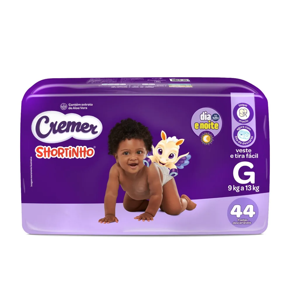 Fralda Cremer Shortinho Dia E Noite G 44 Unidades