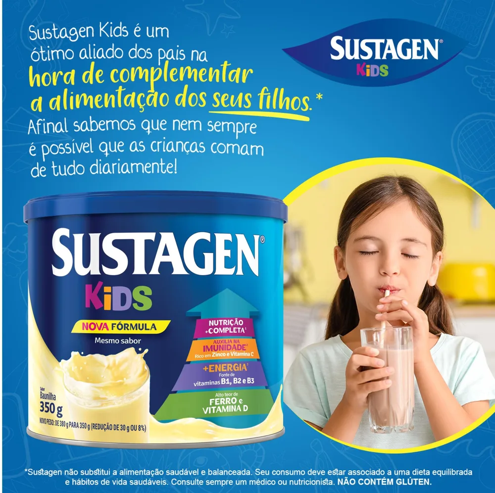 Complemento Alimentar Infantil Sustagen Kids Sabor Baunilha 350g