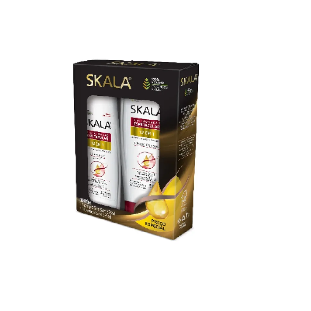 Kit Shampoo Skala 12 em 1 Restauração Espetacular 325ml 1 Unidade + Condicionador Skala 12 em 1 Restauração Espetacular 325ml 1 Unidade