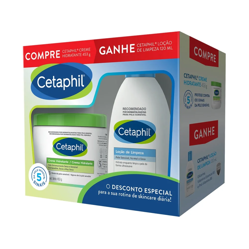 Kit Cetaphil Creme Corporal Hidratante 453g 1 Unidade + Loção de Limpeza Facial 120ml 1 uni