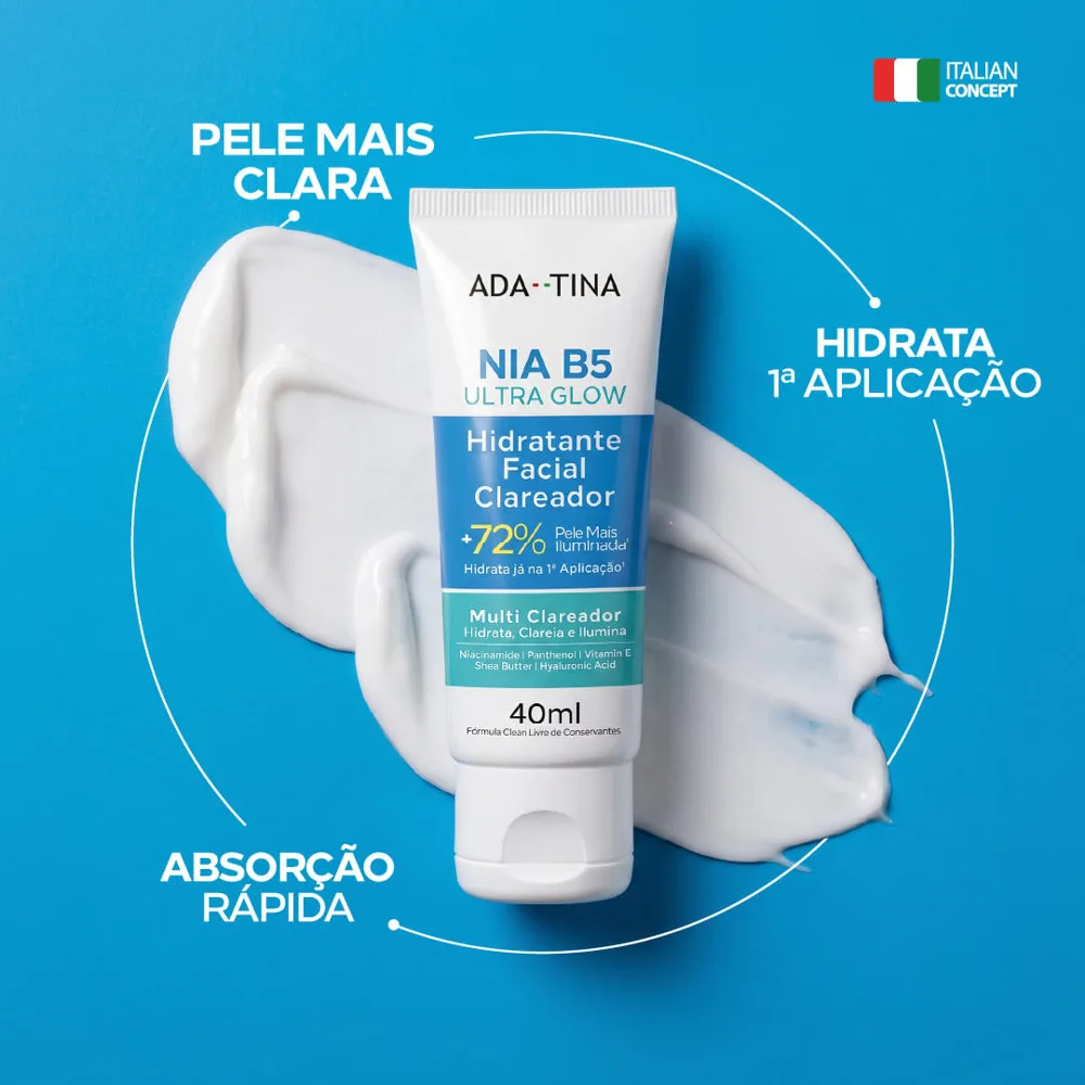 Hidratante Facial Clareador Ada Tina Nia B5 Ultra Glow 40ml