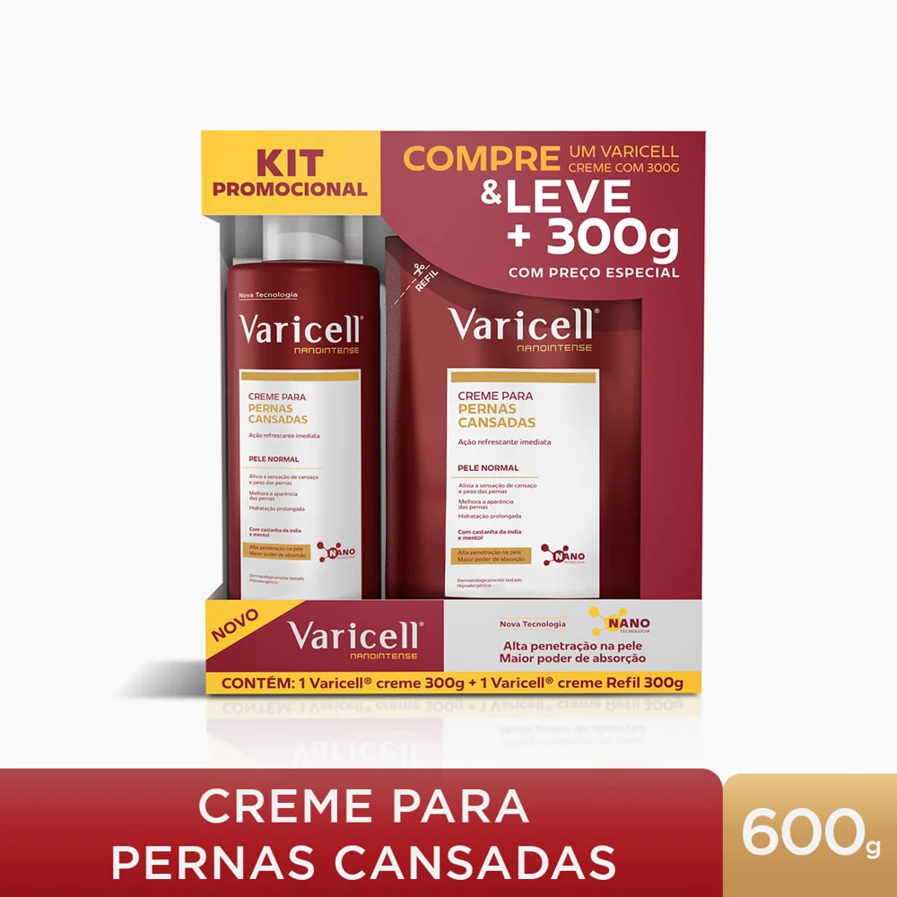 Kit Creme Varicell Nanointense 300g 1 Unidade + Creme Varicell Nanointense Refil 300g 1 Unidade