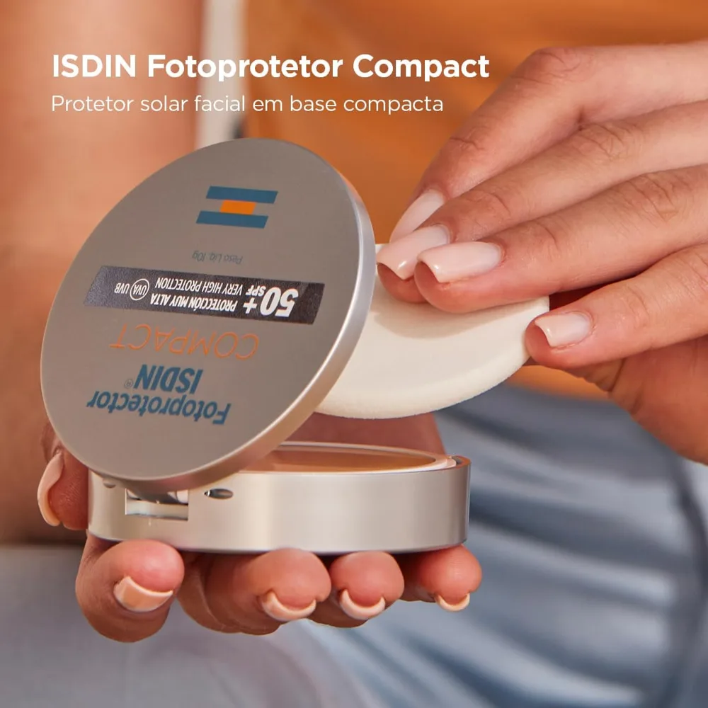 Protetor Solar Facial ISDIN Compact FPS50+ Pó Compacto Cor Bronze 10g