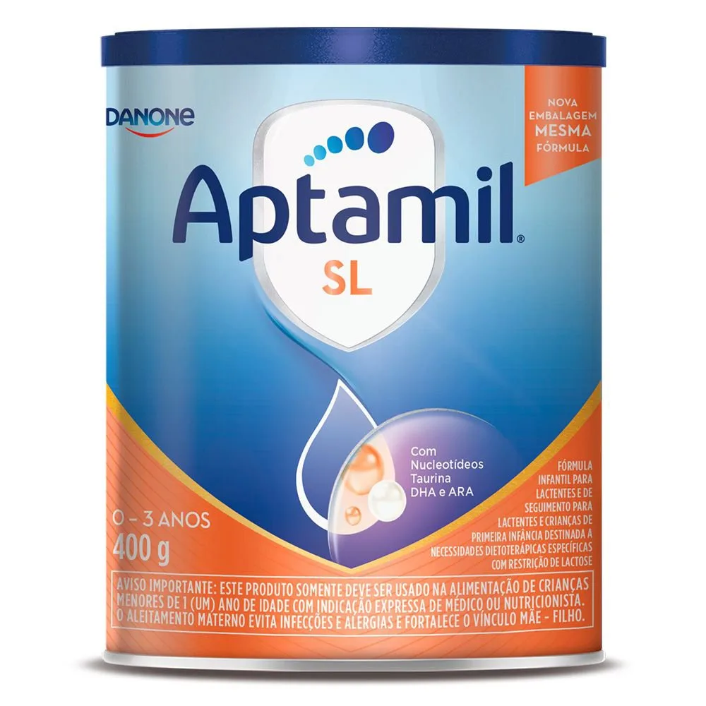 Fórmula Infantil Aptamil SL Sem Lactose de 0 a 3 anos 400g