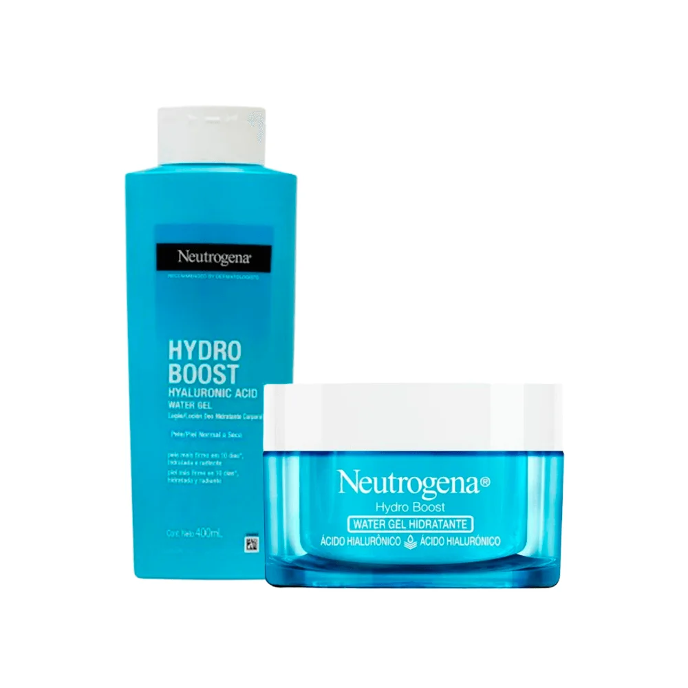 Kit Neutrogena Boost Water Hidratante Corporal Water Gel com Ácido Hialurônico 400ml + Hidratante Facial Neutrogena Water Gel 50g