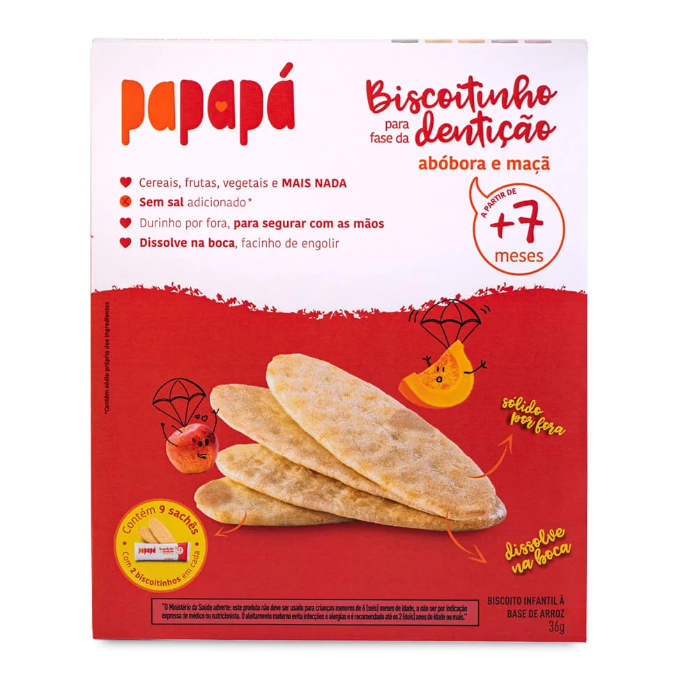 Biscoito Infantil Papapá Sabor Abóbora e Maçã +7 Meses 36g