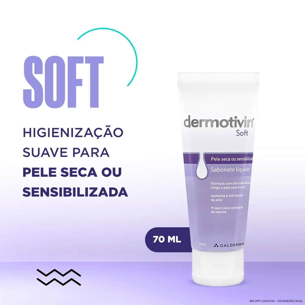 Sabonete Líquido Facial Dermotivin Soft Pele Seca ou Sensibilizada 70ml