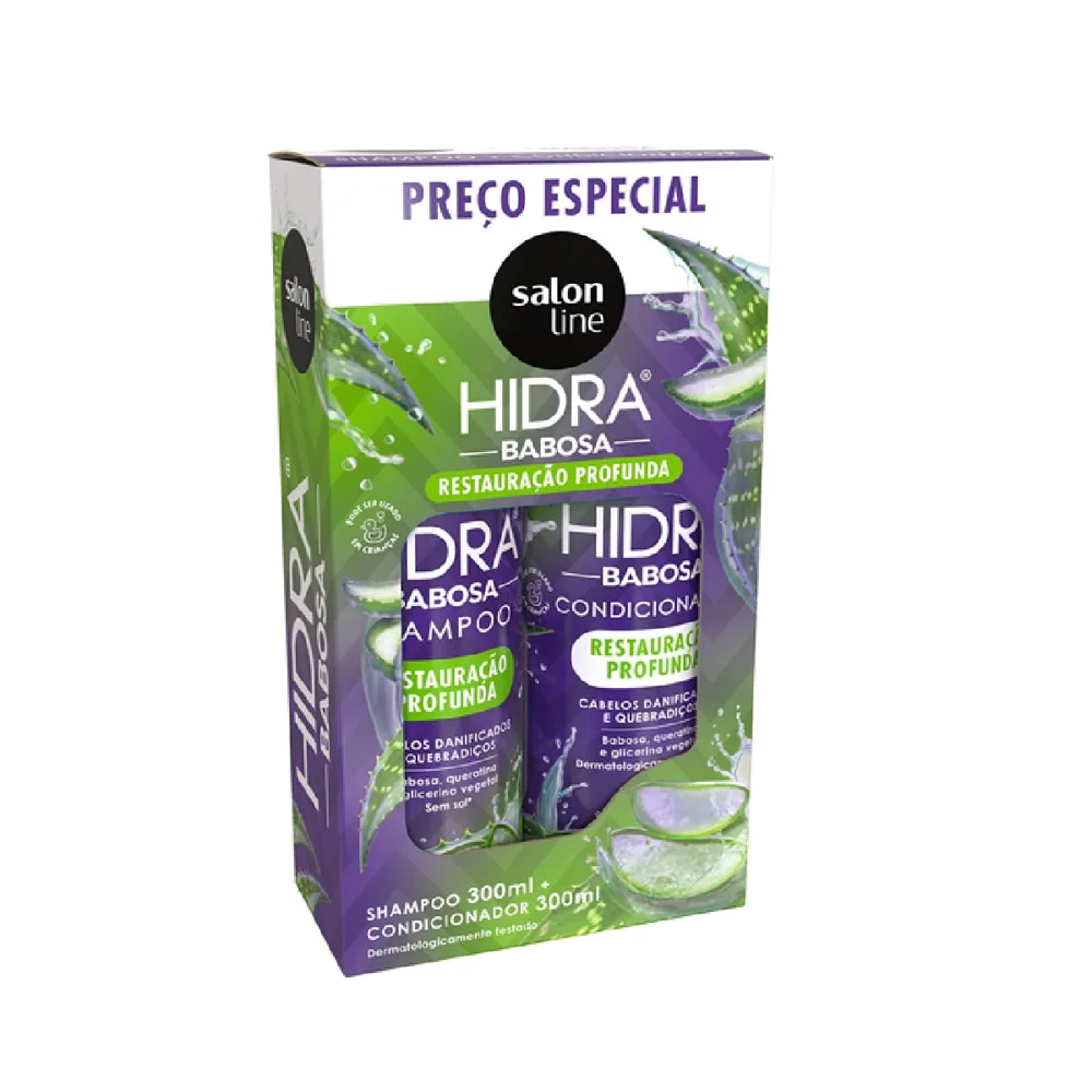Kit Shampoo Salon Line Hidra Babosa Restauração Profunda 300ml 1 Uni + Condicionador Babosa Restauração Profunda 300ml 1 Uni