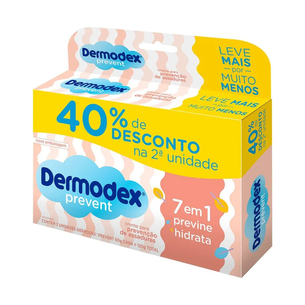 Kit Pomadas de Assadura Infantil Dermodex Prevent 60g cada 2 Uni 40% na 2ª unidade