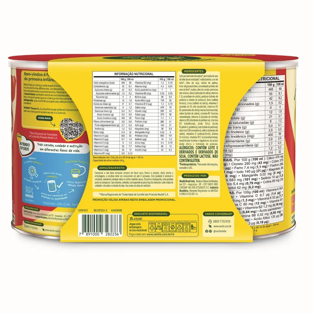 Kit Fórmula Infantil ninho fases 1+ Com 2 Unidades de 800g