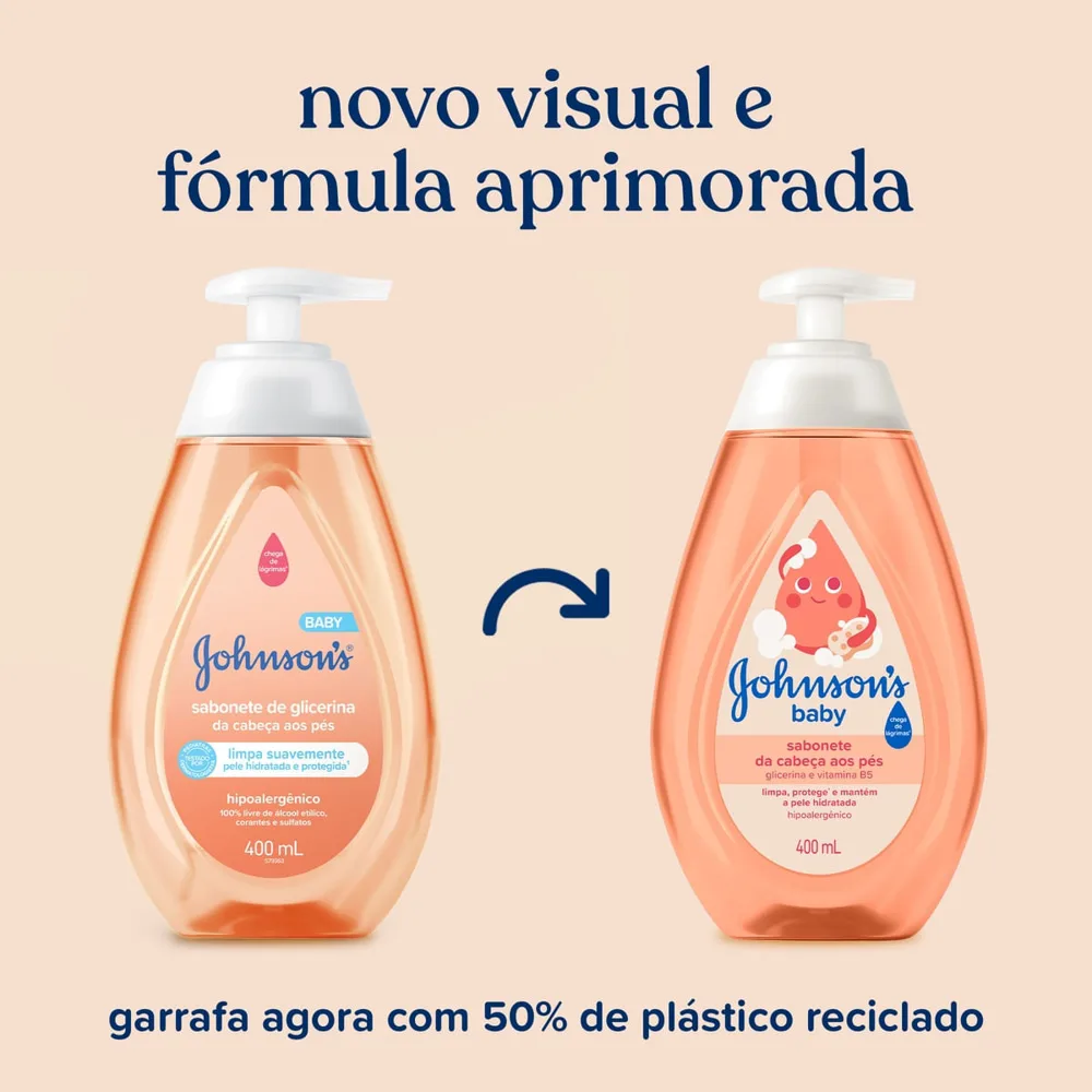 Sabonete Líquido Infantil Johnson's Baby Glicerina da Cabeça aos Pés 400ml