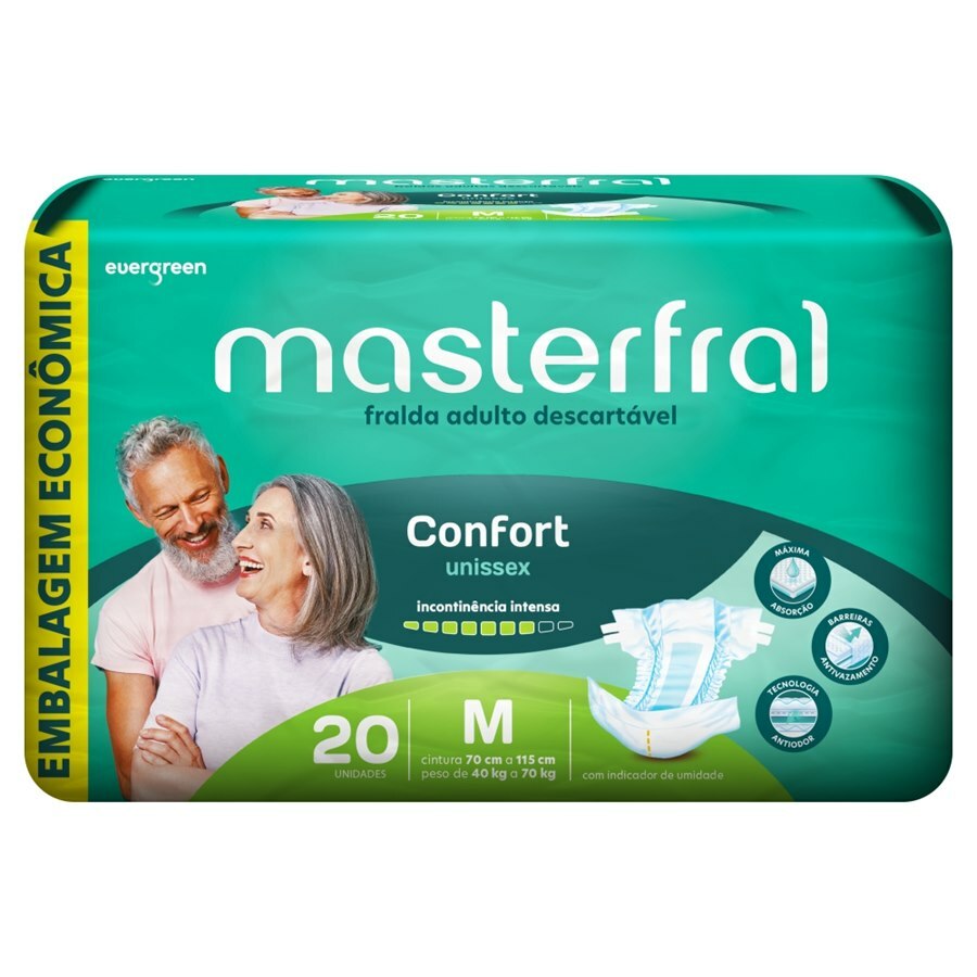 Fralda Geriátrica Masterfral Confort M - 20 Unidades