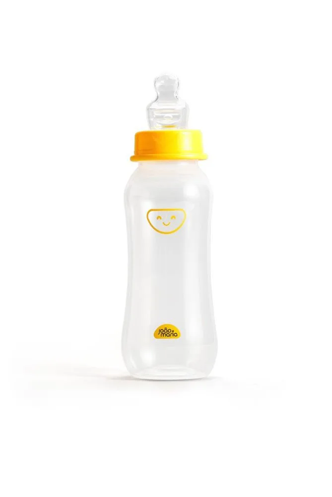 Mamadeira João e Maria Bico Ortodôntico Silicone Amarelo 240ml 1 Unidade