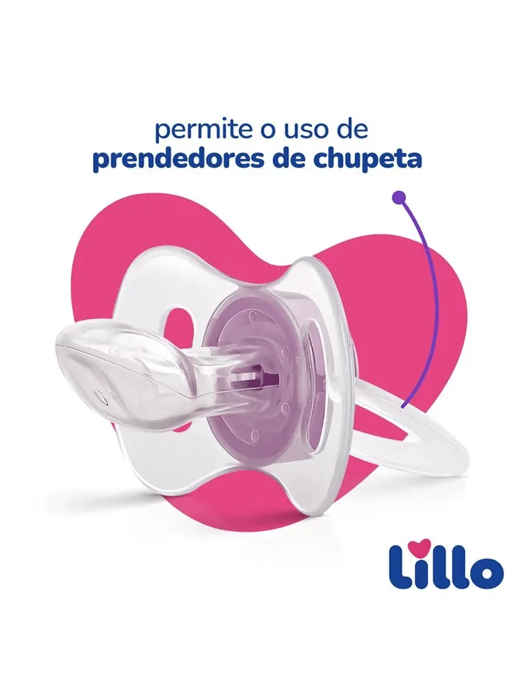 Chupeta Lillo Dia e Noite Ortodôntica +6 meses Brilha no Escuro Silicone Lilás Tamanho 2 2 Unidades