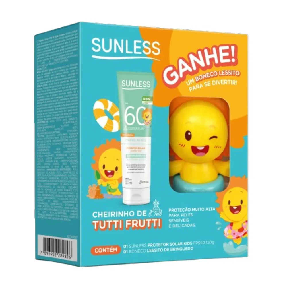 Kit Sunless Protetor Solar Kids Fps60 120ml + Boneco Lessito