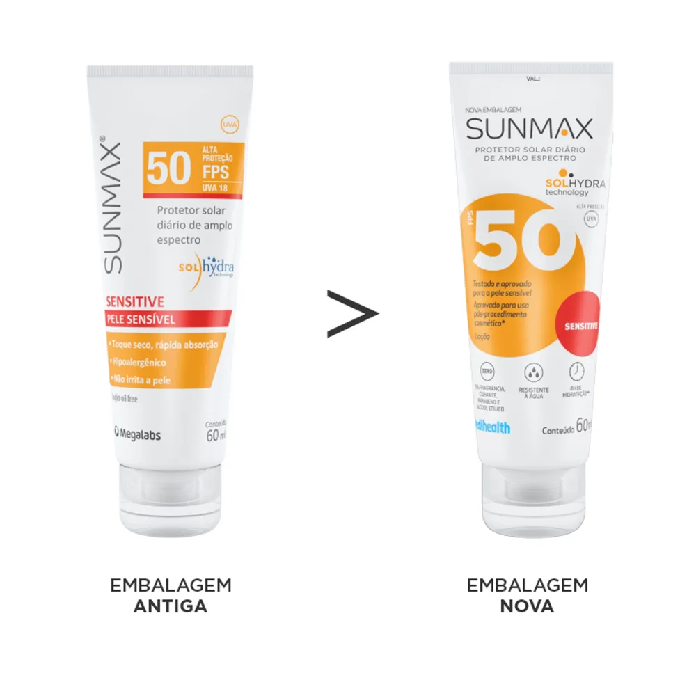 Protetor Solar Facial Sunmax Sensitive FPS50 Toque Seco 60ml