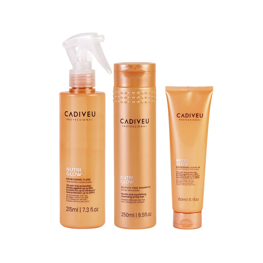 Kit Shampoo 250ml + Fluído 215ml + Leave-in 150ml - Cadiveu - Nutri Glow