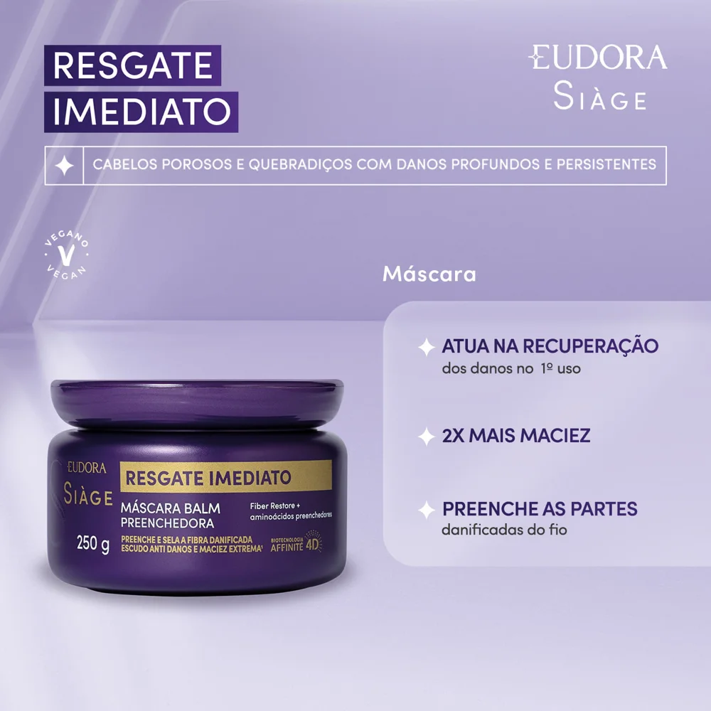 Máscara Capilar Eudora Siàge Resgate Imediato 250g