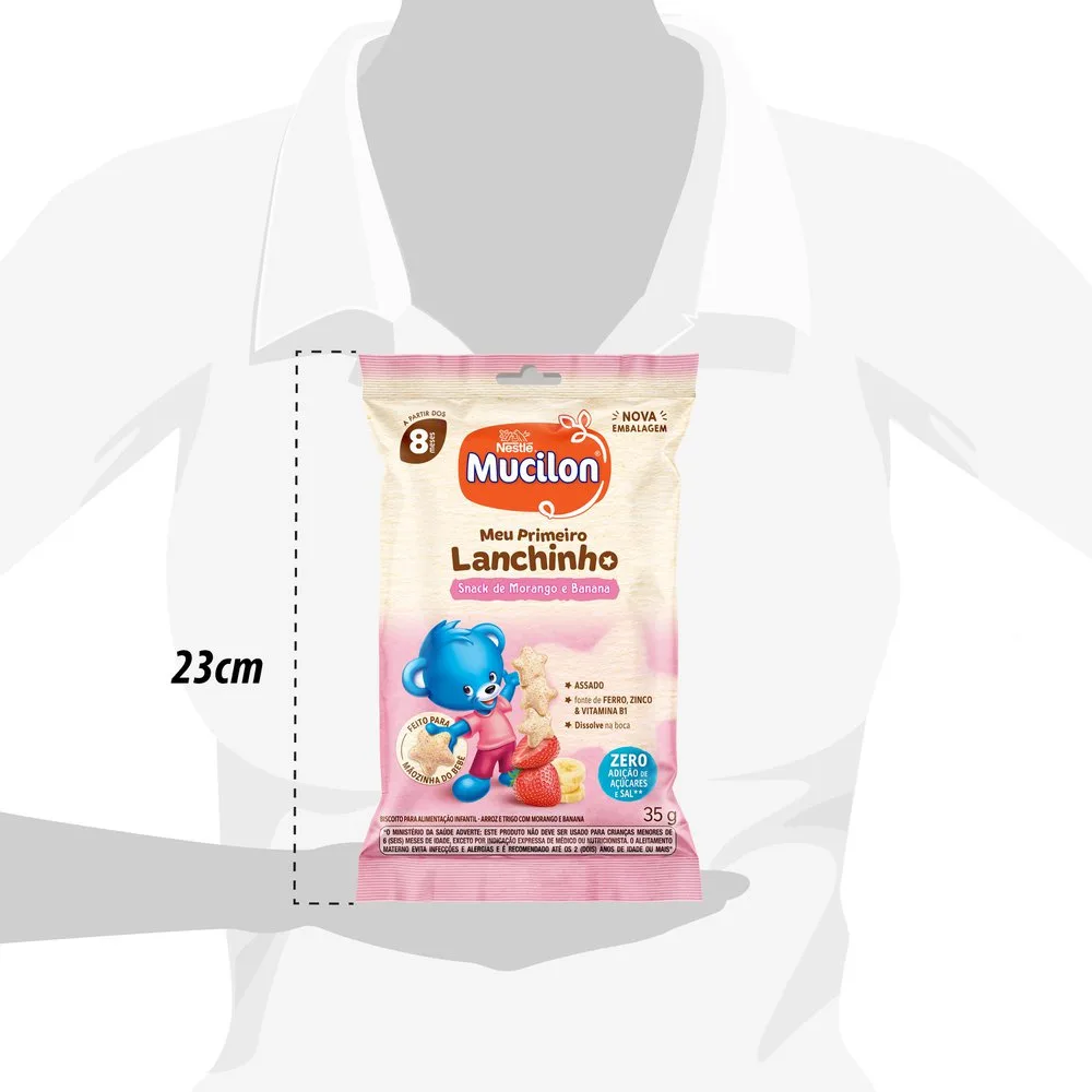 Snack Infantil Mucilon Meu Primeiro Lanchinho Sabor Morango e Banana 35g