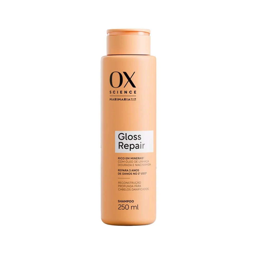 Shampoo Mari Maria Hair Ox Com Óleo De Linhaça Dourada E Niacinamida Science Gloss Repair 250ml