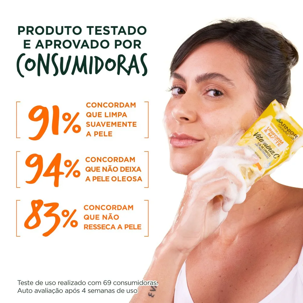 Gel de Limpeza Facial Garnier Uniform & Matte Antibacteriano com Vitamina C 150ml
