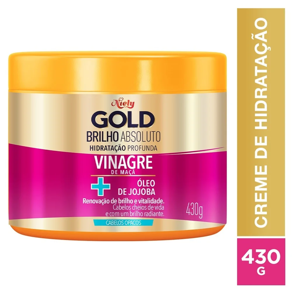 Máscara Capilar Niely Gold Brilho Absoluto Vinagre de Maçã + Óleo de Jojoba 430g