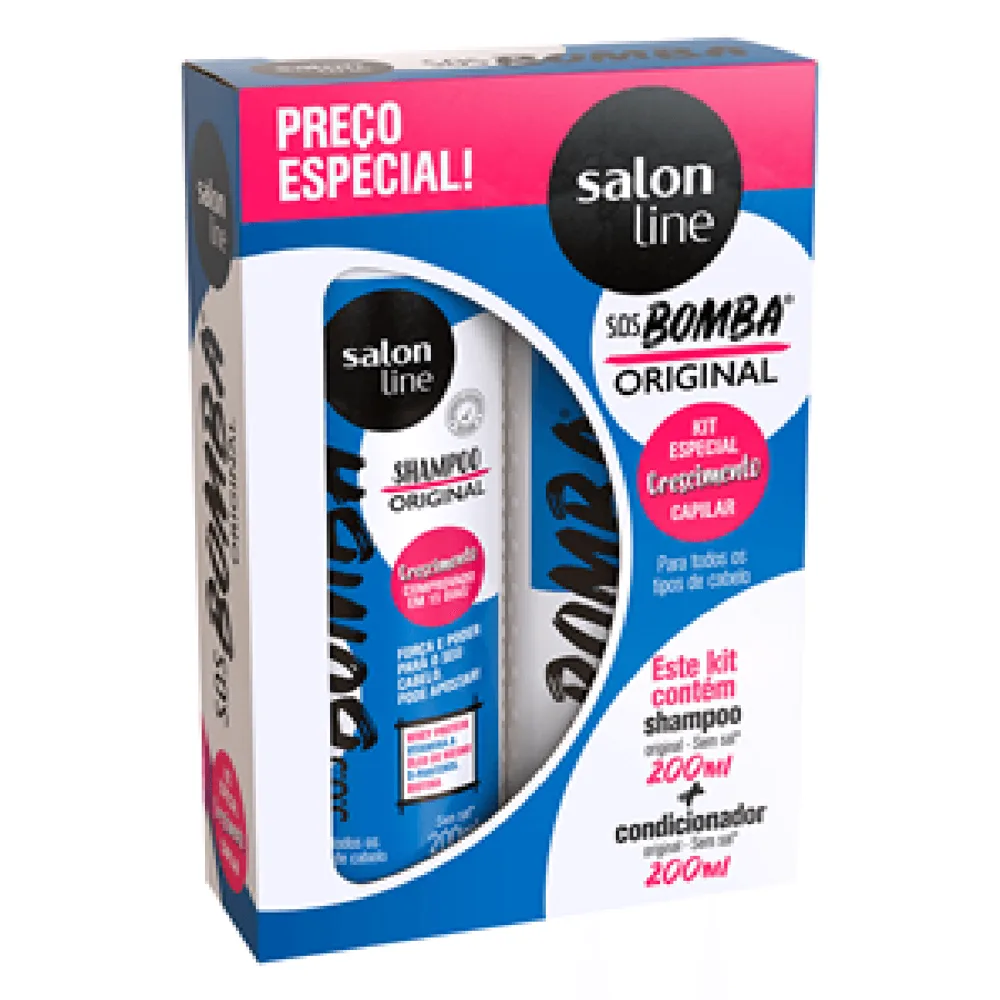 Kit Shampoo Salon Line S.O.S Bomba Original 200ml 1 Unidade + Condicionador Salon Line S.O.S Bomba Original 200ml 1 Unidade