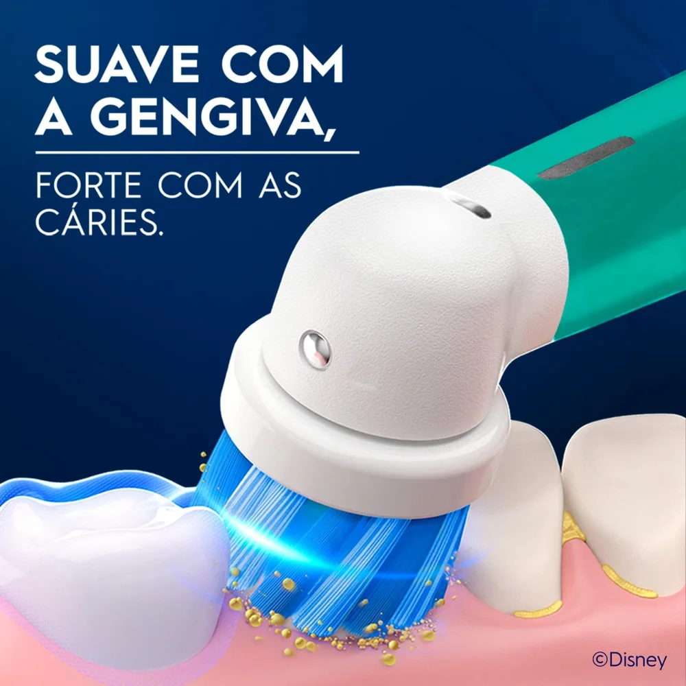 Refil Escova Dental Elétrica Infantil Oral-B Kids Disney Princesas Cerdas Macias +3 anos 2 Unidades