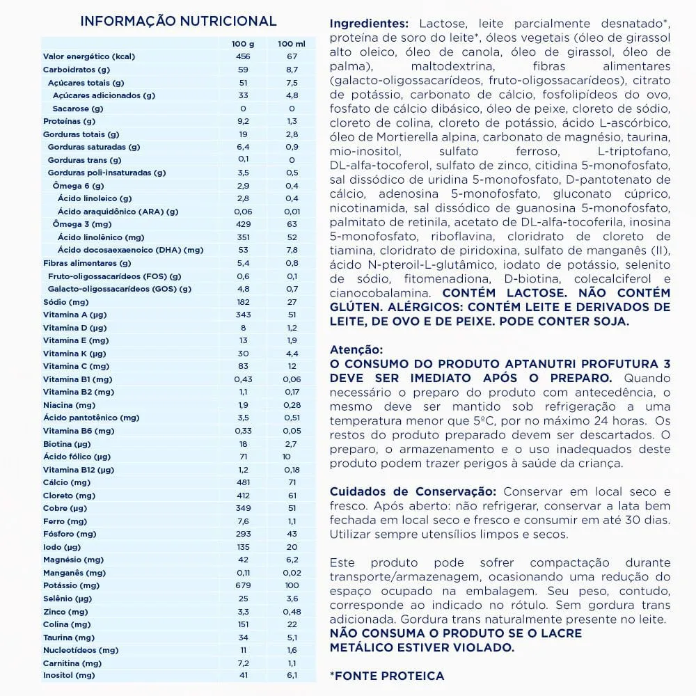 Pack Aptanutri Profutura 800g Cada + Brinde Livrinho De Banho