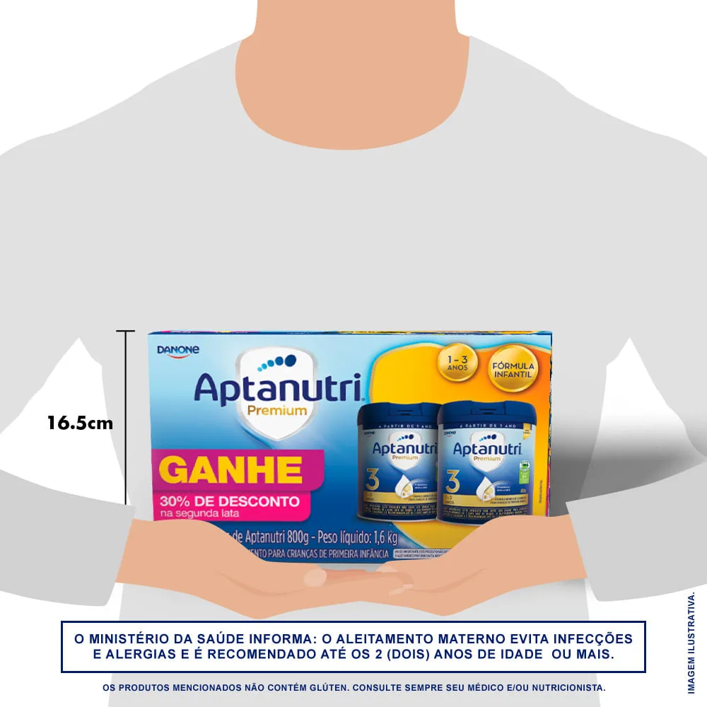 Kit Aptanutri Fórmula Infantil Premium 3 1 a 3 anos 800g 2 Unidades