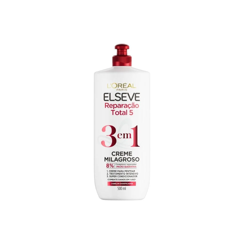 Creme de Tratamento Capilar Elseve Reparação Total 5 3 em 1 Creme Milagroso 500ml