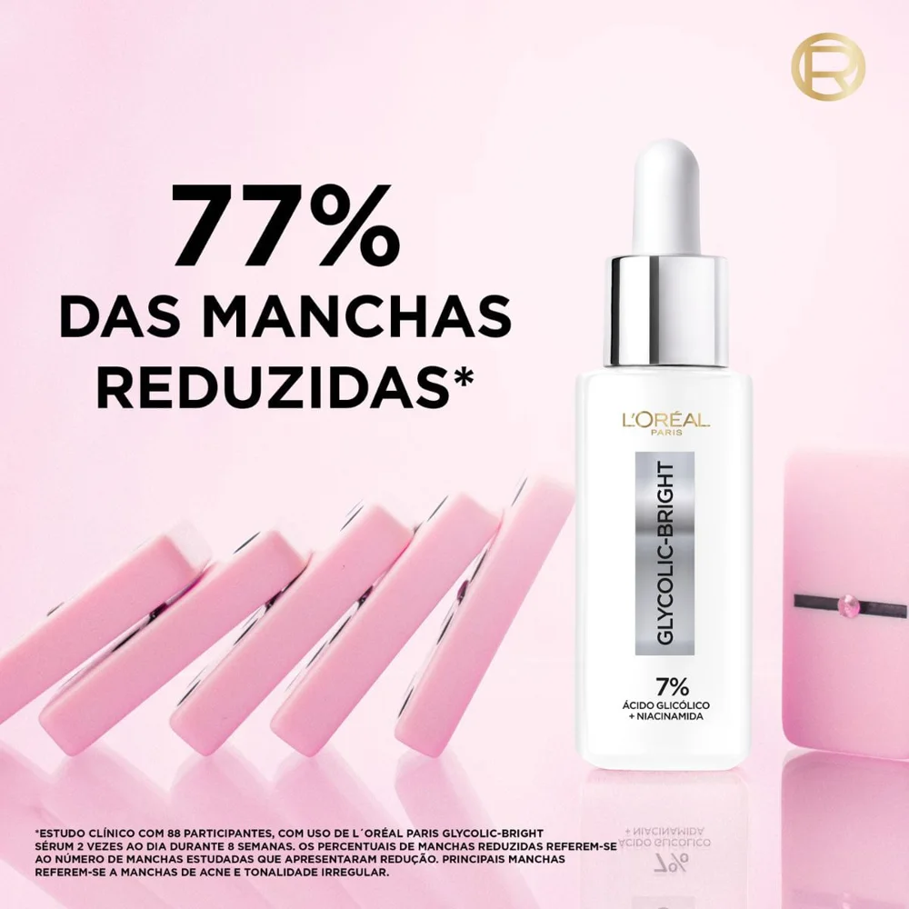 Sérum Facial L’Oréal Paris Glycolic Bright Antimarcas com Ácido Glicólico 7% e Niacinamida 30ml