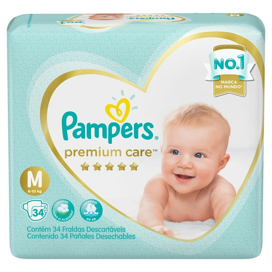 Fralda Pampers Premium Care M - 34 Unidades