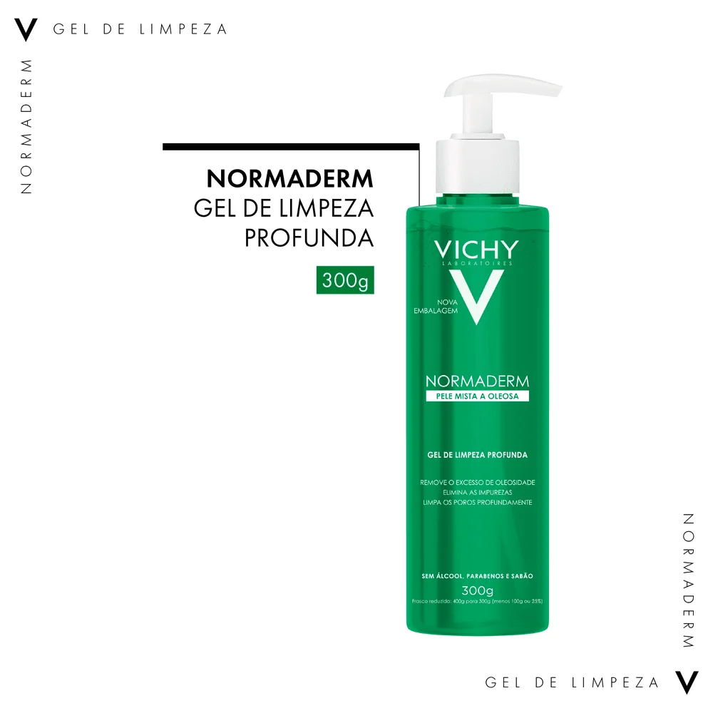 Gel de Limpeza Facial Vichy Normaderm Limpeza Profunda Pele Mista a Oleosa 300g
