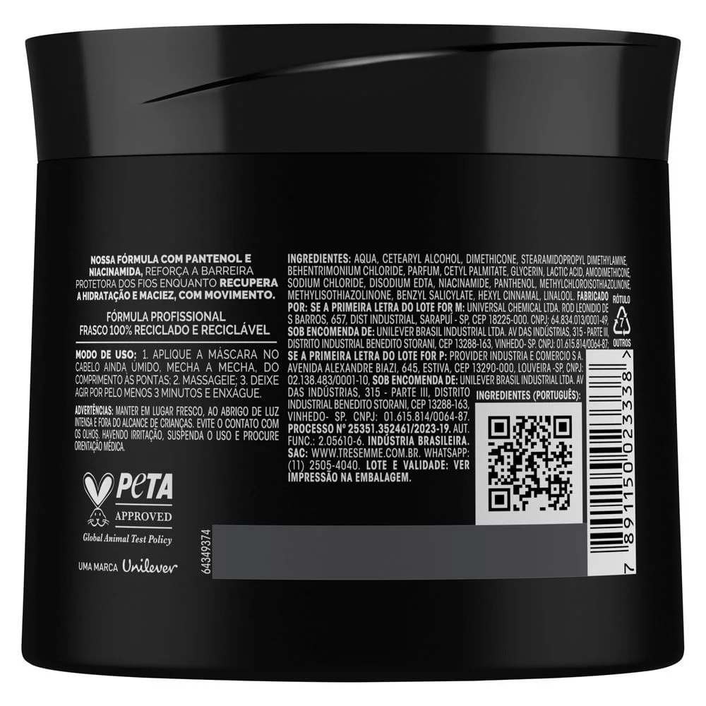 Máscara de Tratamento TRESemmé Pro-Hidratação Ativa Pantenol e Niacinamida 400g