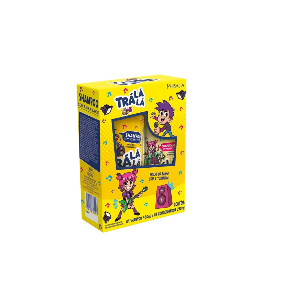 Kit Shampoo Infantil Trá Lá Lá Kids Sem Embaraço 480ml 1 Unidade + Condicionador Infantil Trá Lá Lá Kids Sem Embaraço 250ml 1 Unidade