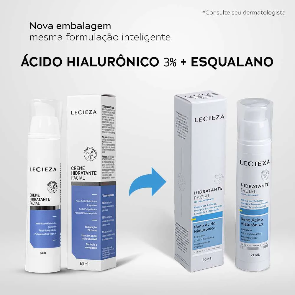 Creme Hidratante Facial Lecieza 50ml