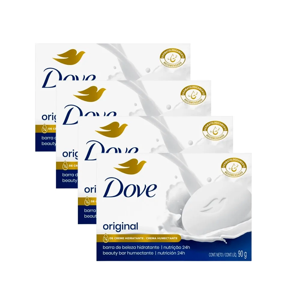 Kit 4 Uni Sabonete em Barra Dove Original Hidratante 90g Cada