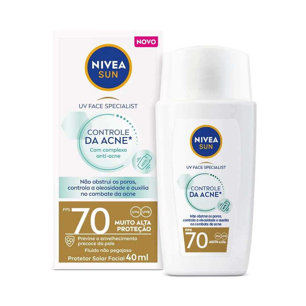 Protetor Solar Facial Nivea Sun UV Face FPS70 Controle da Acne 40ml