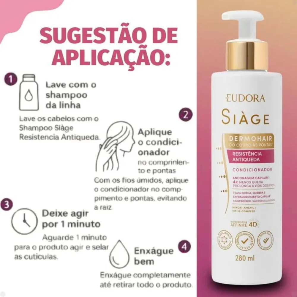 Condicionador Eudora Siàge DermoHair Resistência Antiqueda 280ml