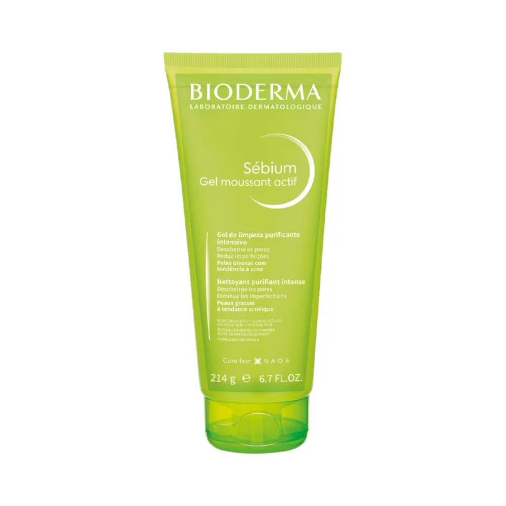 Gel de Limpeza Facial Bioderma Sébium Gel Moussant Actif Purificante Intensivo 200ml