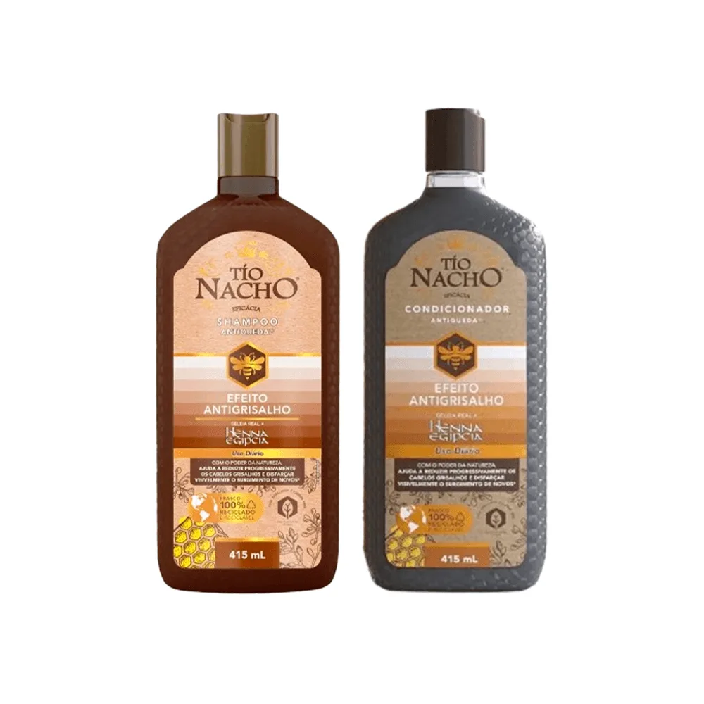 Kit Tío Nacho Shampoo Antigrisalho Antiqueda 415ml + Condicionador Antigrisalho Antiqueda 415ml