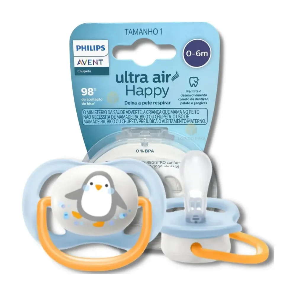 Chupeta Philips Avent Ultra Air de 0 a 6 meses Silicone Azul 1 Unidade