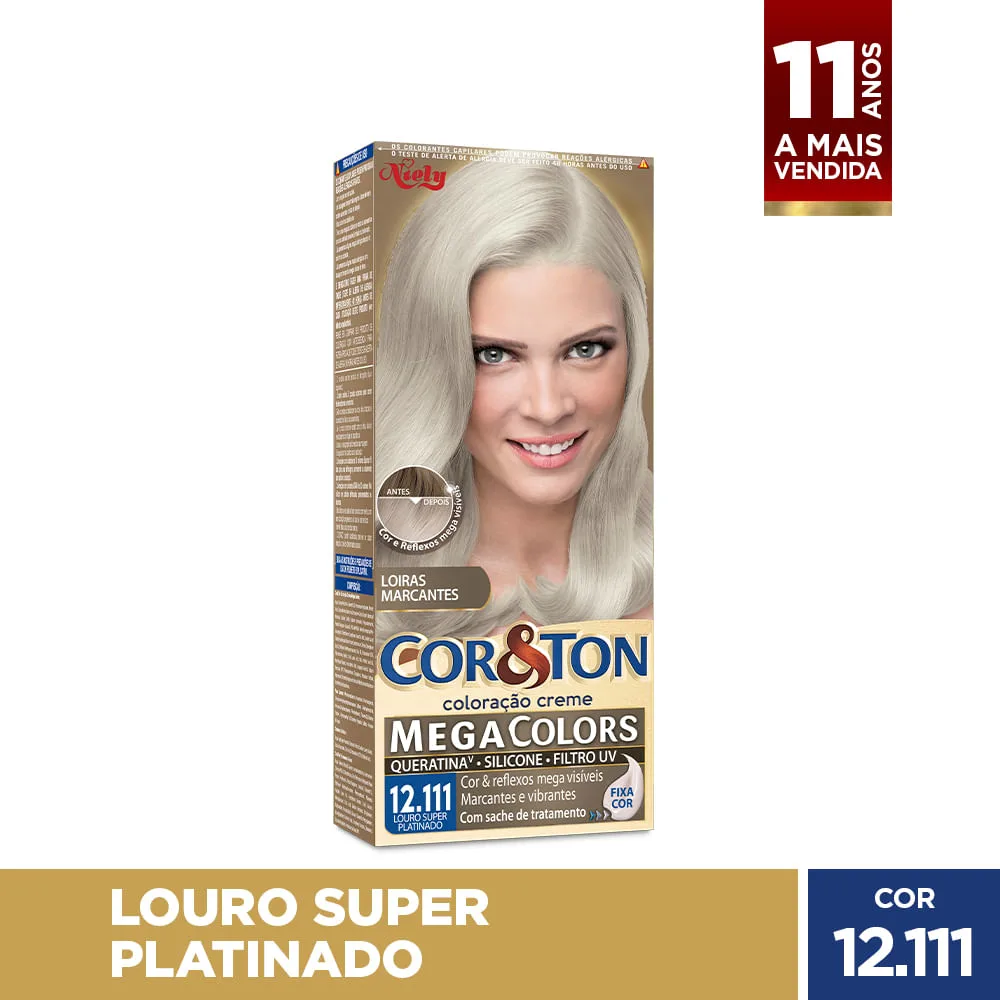 Tintura Cor&ton Mega Colors Louro Super Platinado 12.111
