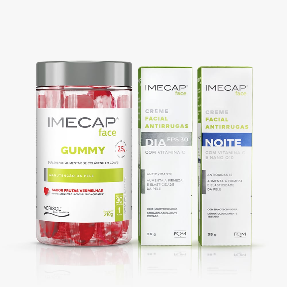 Kit Rotina Imecap Face Dia e Noite + Colágeno Gummy