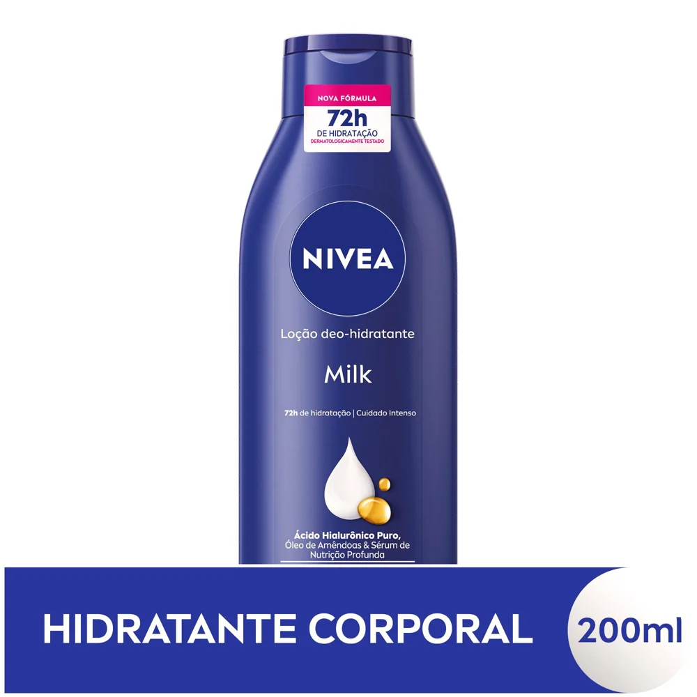 Loção Corporal Nivea Milk Hidratação Profunda Pele Seca a Extrasseca 200ml