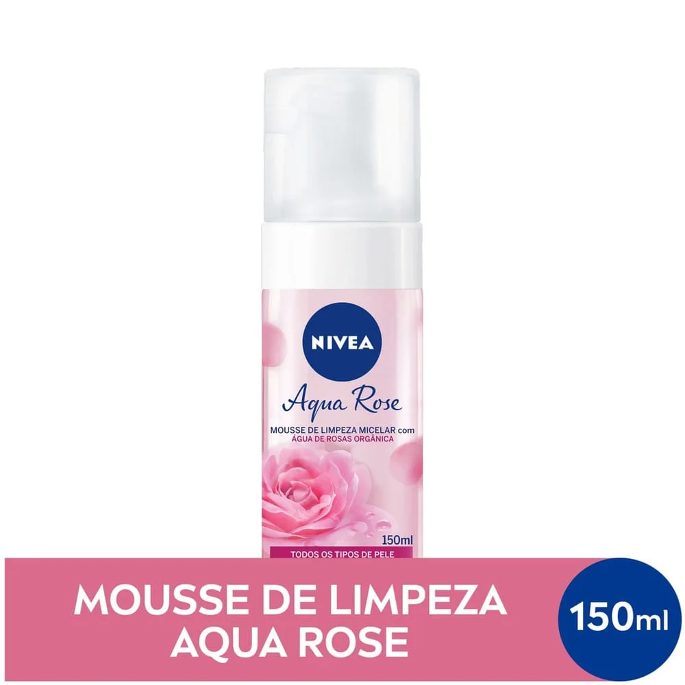 Mousse de Limpeza Facial Nivea Aqua Rose com Água de Rosas Orgânica 150ml