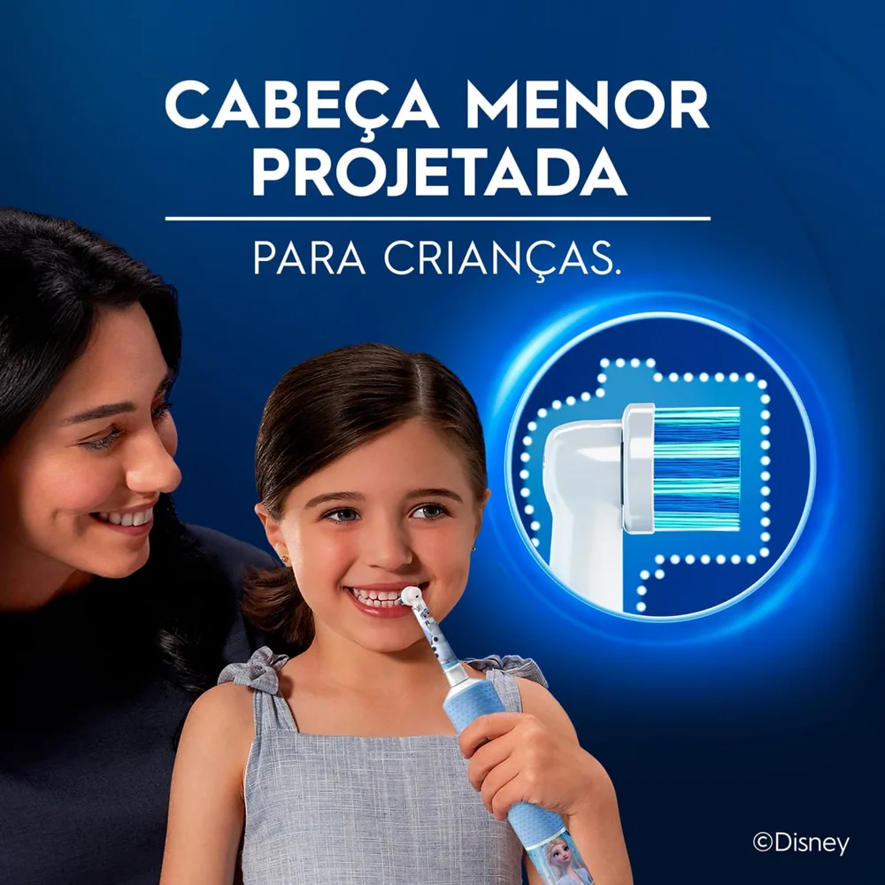 Refil Escova Dental Elétrica Infantil Oral-B Pro Kids Frozen Cerdas Macias +3 anos 2 Unidades